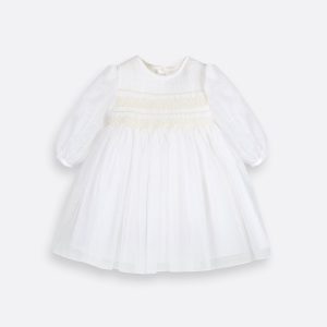 Vestido punto smock manga larga