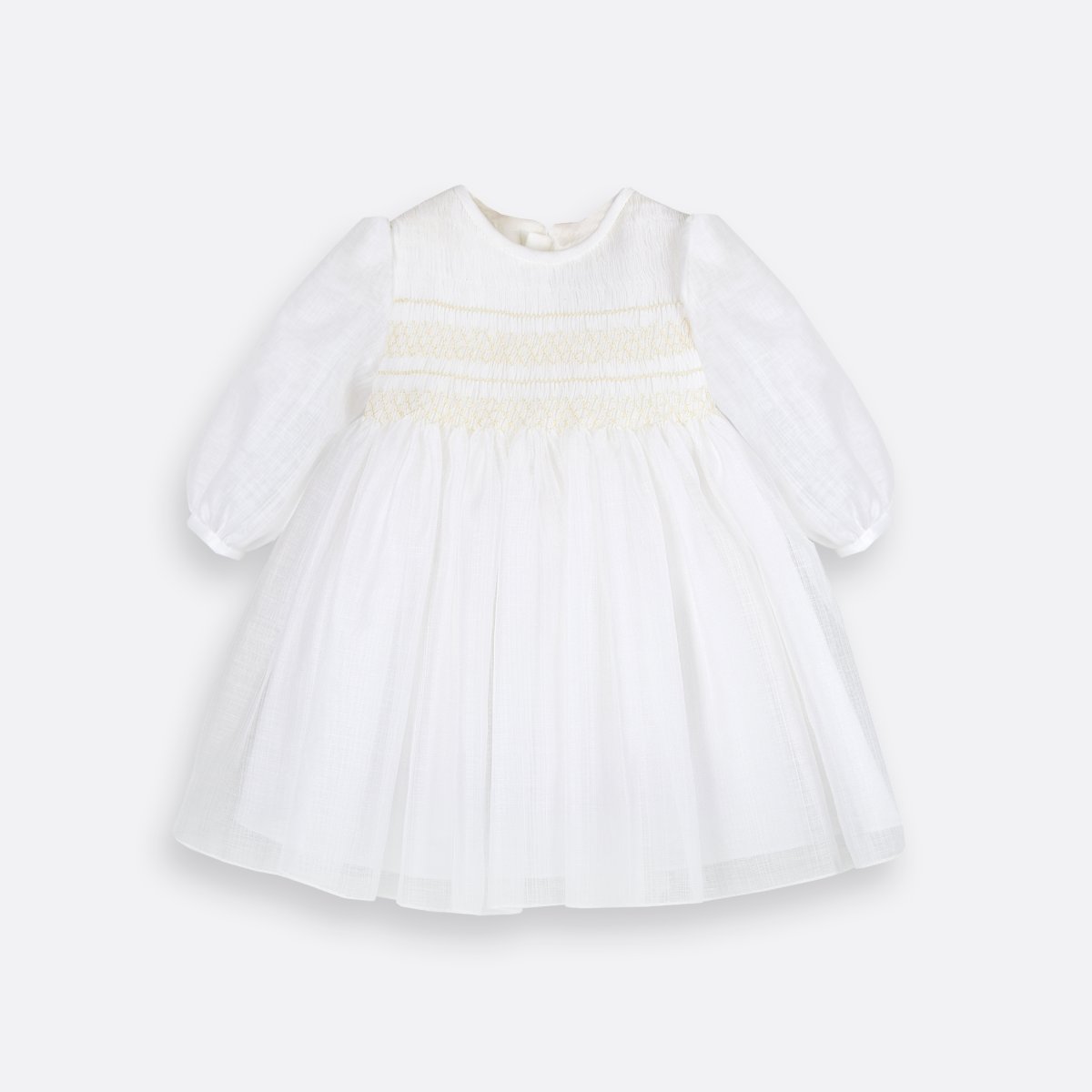 Vestido punto smock manga larga