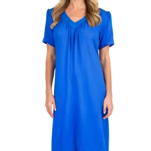 Vestido corto de baño viscosa cuello pico