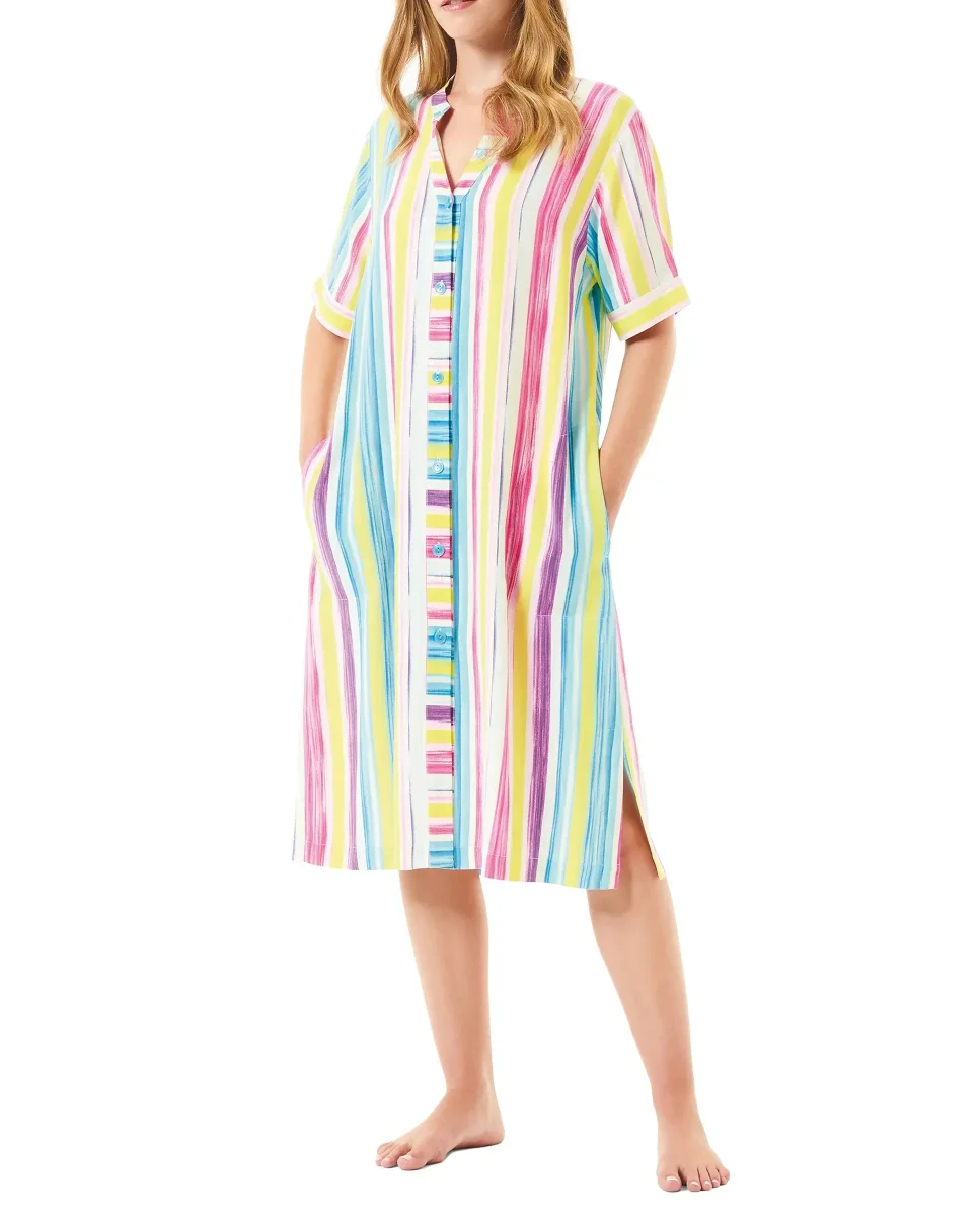 Vestido corto de verano viscosa rayas colores - Imagen 4