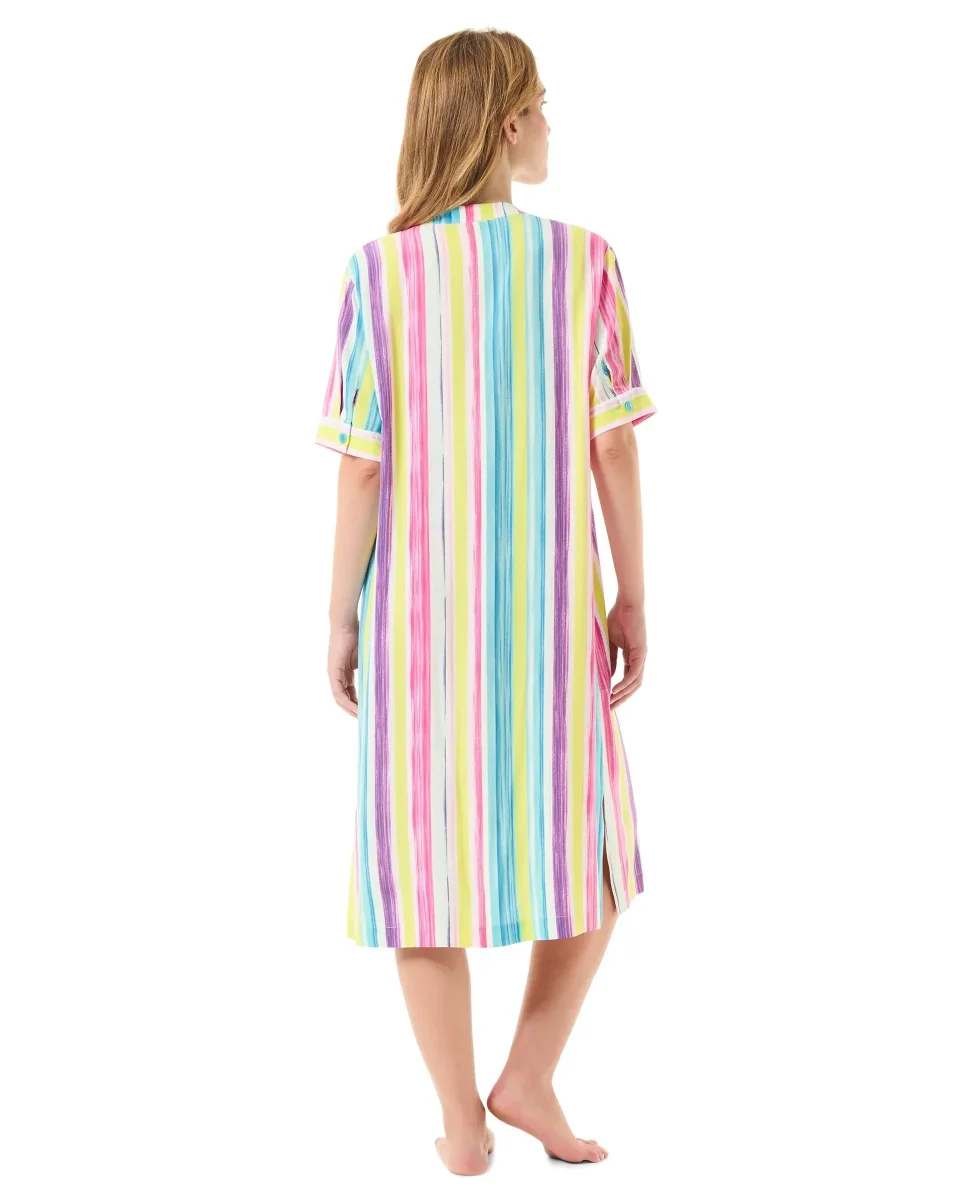Vestido corto de verano viscosa rayas colores - Imagen 5