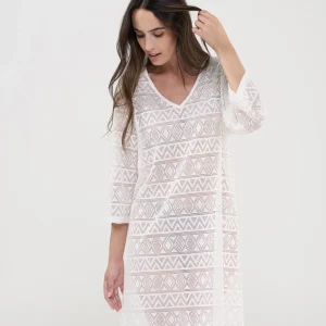 Vestido baño de mujer desagujado escote pico