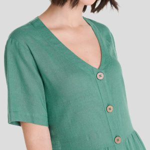 Vestido corto verano verde abotonado