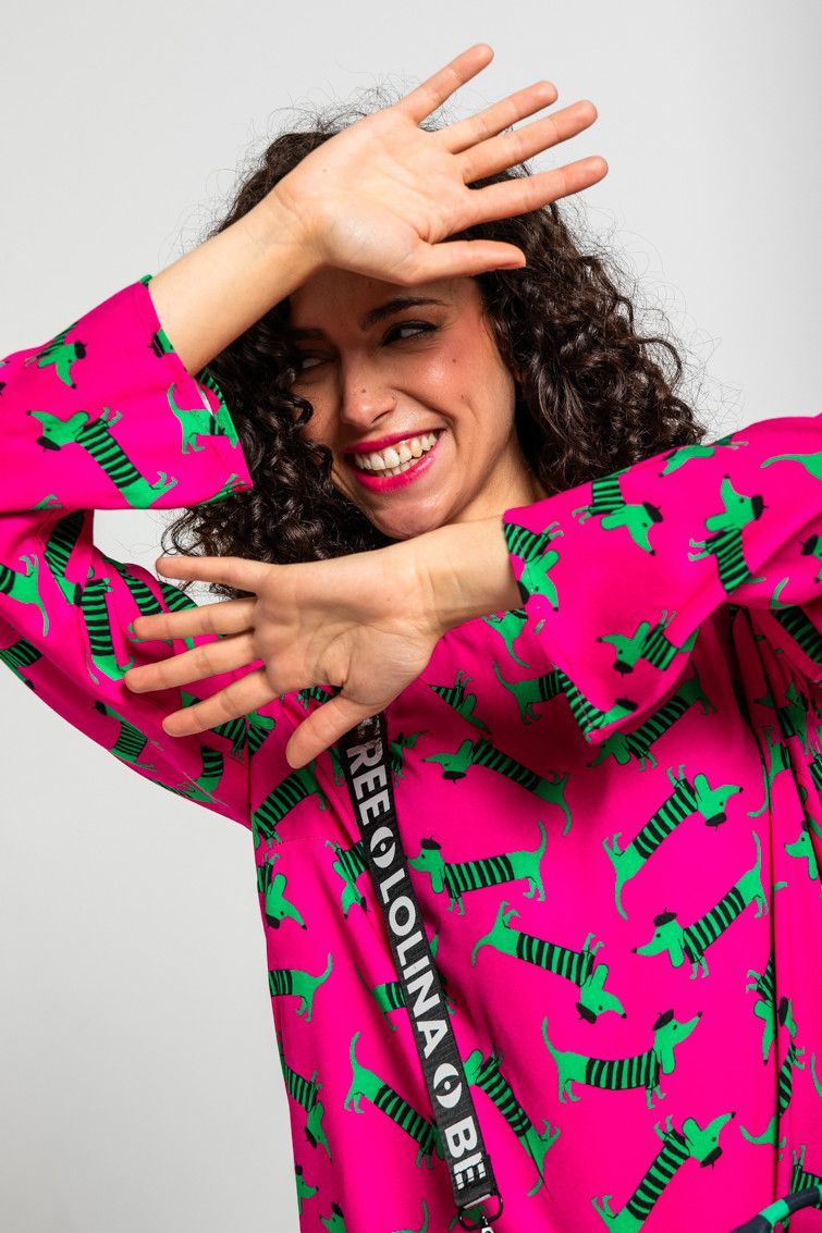 Vestido fucsia y verde - Imagen 4