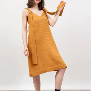 Vestido muselina reversible mostaza