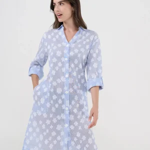 Vestido de mujer estampado flores abierto botones
